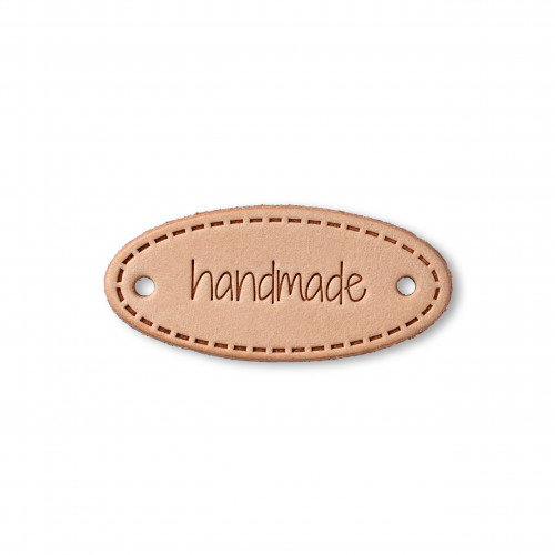 Handmade Tag Leather oval 50x20mm