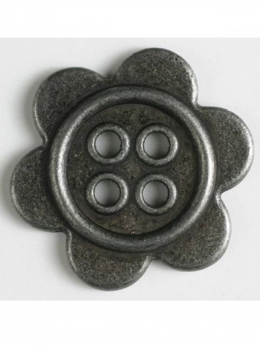 Full Metal Button Flower 28mm Antique tin