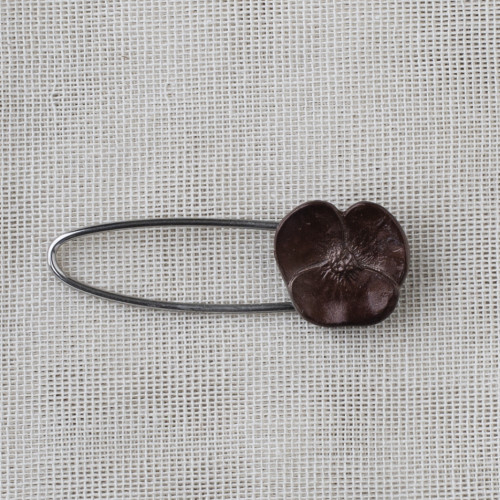 Metal Flower Brooch 5.1cm - 11 brown