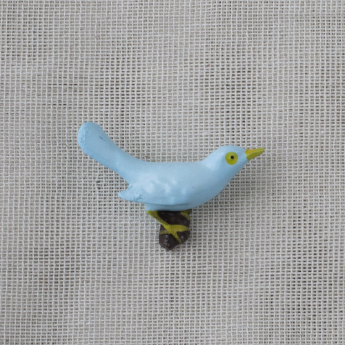 Bird Button with shank 37x27mm Light Blue