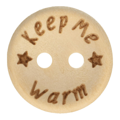 Wooden Button " Keep me warm" 15 mm 