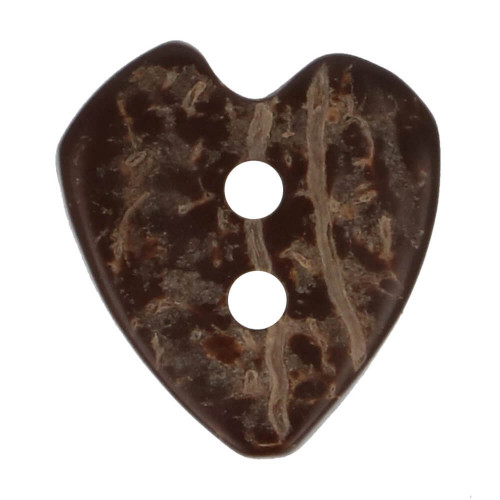Wooden Button Heart 17.5mm