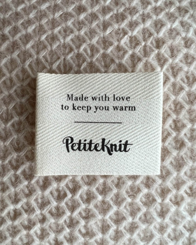PetiteKnit kangasmerkki "Made With Love to Keep You Warm"