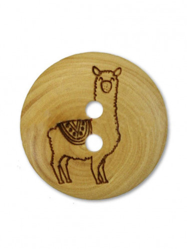 Wooden Button Llama 18mm