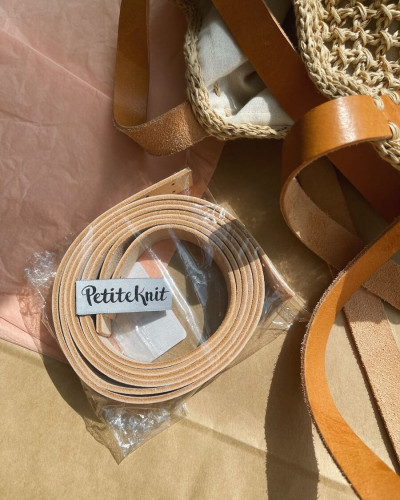 PetiteKnit Leather Straps for French Market Bag Natural