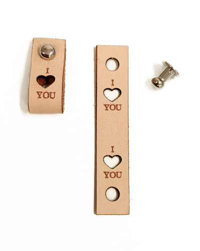 Leather tag with metal rivet 9712 I Love You