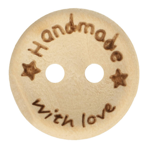 Wooden Button "Hand made with love"