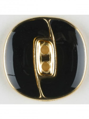 Metal Button Enamelled Black-Gold
